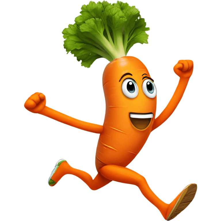 sprinting carrot with arms, legs, and a headband emoji