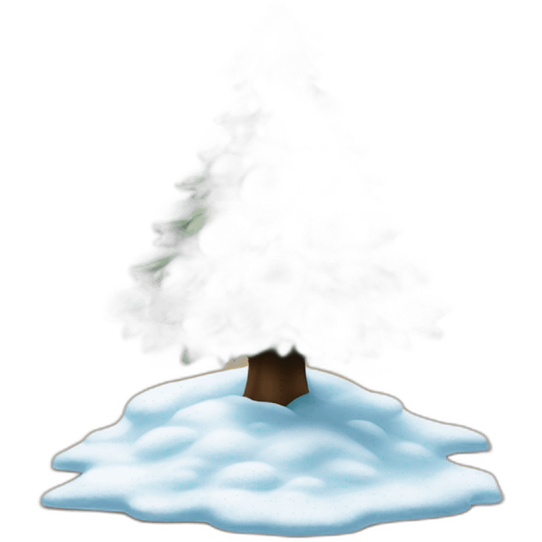 snow covered Christmas tree on the table emoji