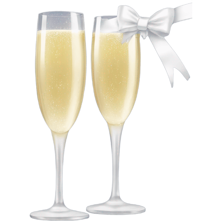 2 sparkling champagne glasses with white bridal bow emoji