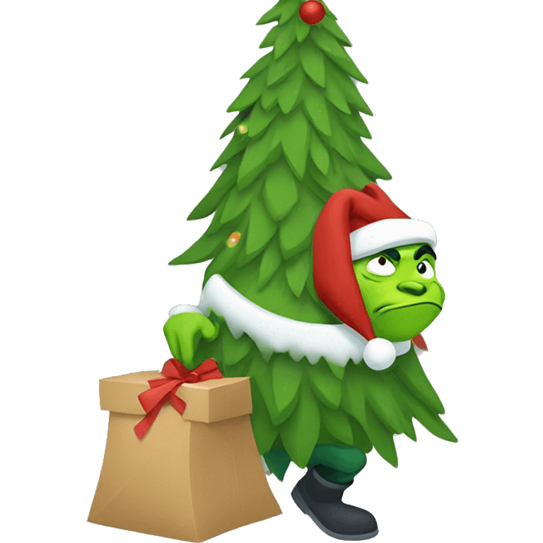 grinch stealing a christmas tree emoji