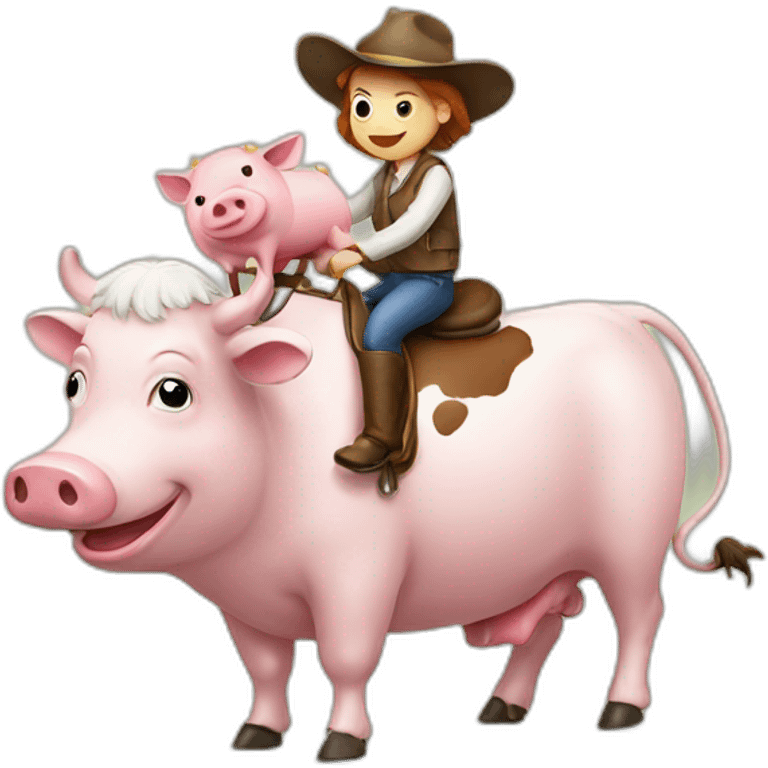 Cow riding a pig emoji