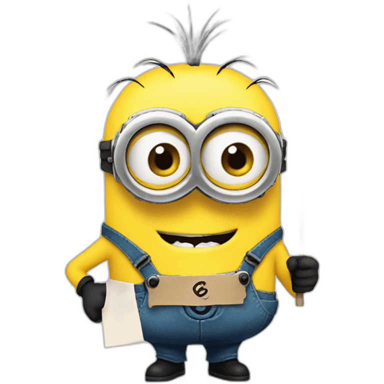 Minion holding sign emoji