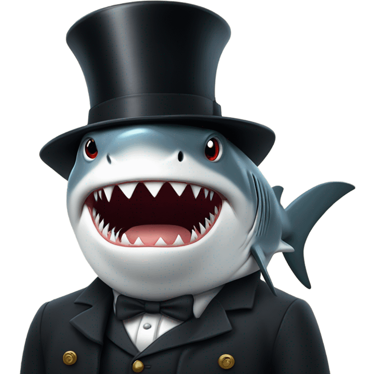 Shark with a top hat emoji