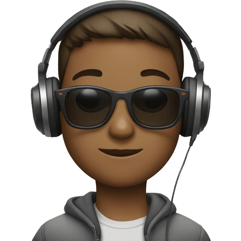 Boy with sunglass wearing headphones  emoji