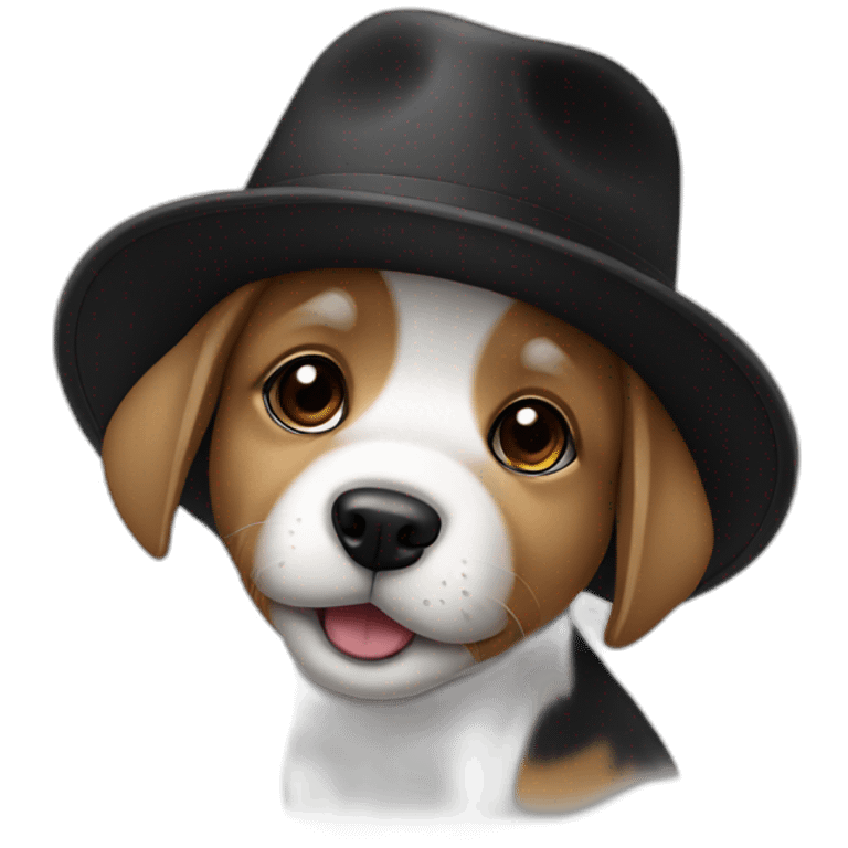 baby dog with a black hat emoji