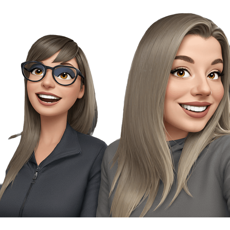 two smiling girls fashionably styled emoji