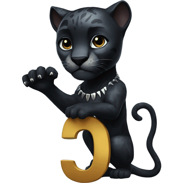 A black panther holding the number 0 in its paws emoji