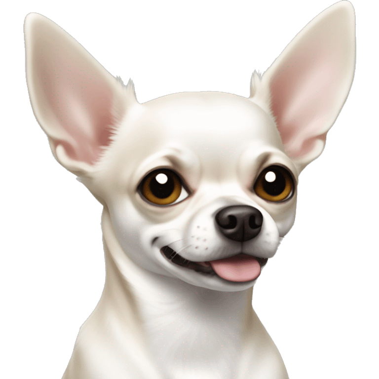 A white dear head Chihuahua dog, with black eyes emoji