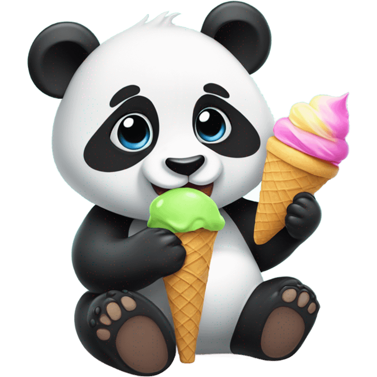 Panda eating ice cream emoji