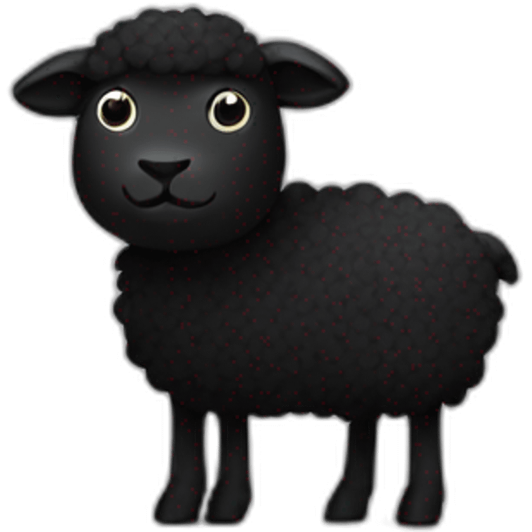 a person with a black lamb head and black wool and two hands and two feet emoji