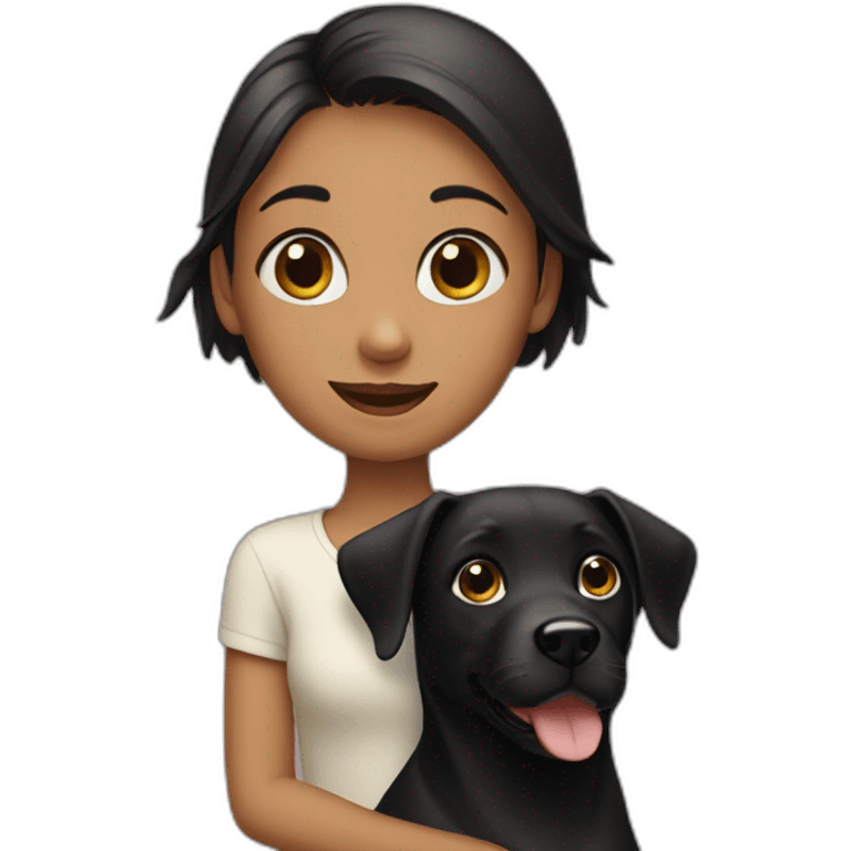 girl with black dog emoji