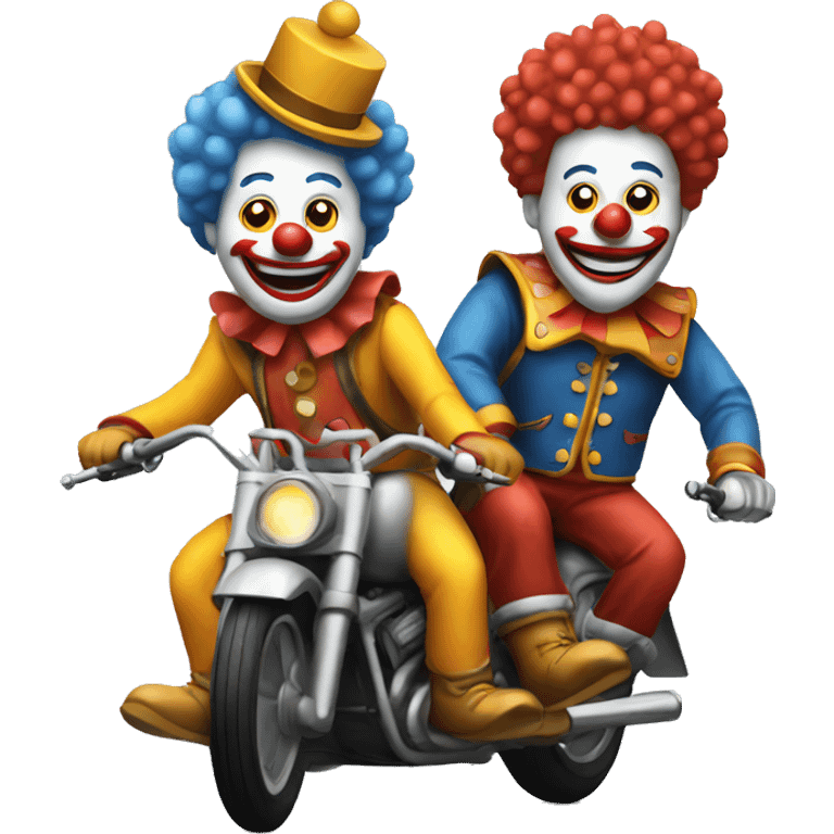 2 clowns riding in motorcycle emoji