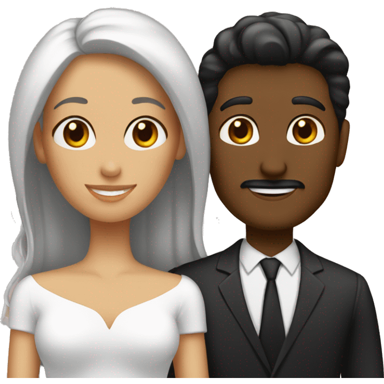 Hombre blanco y mujer negra casados emoji