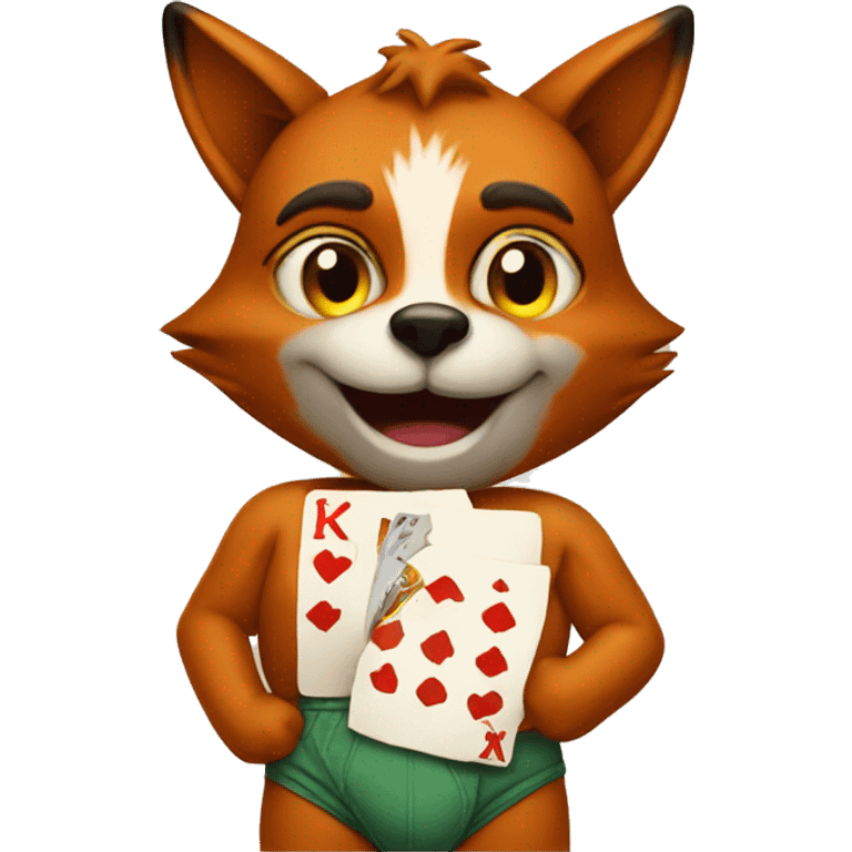 A fox playing poker in his underwear  emoji