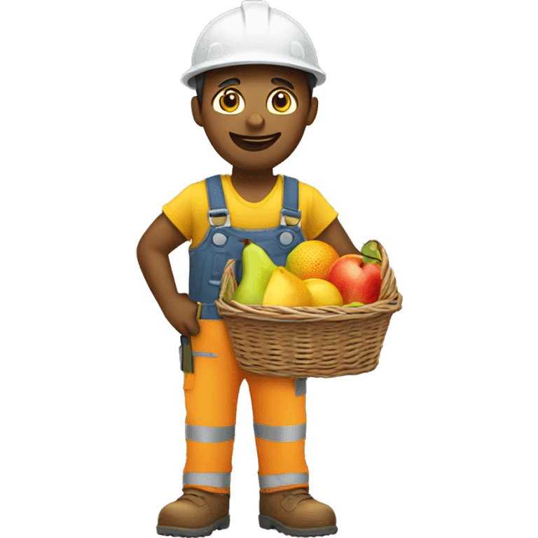 Construction worker with a fruit basket emoji