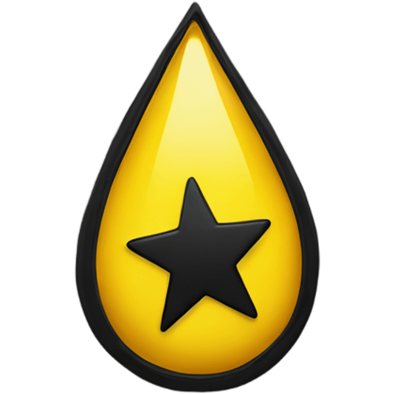 a 2d black star inside a 2d yellow teardrop emoji