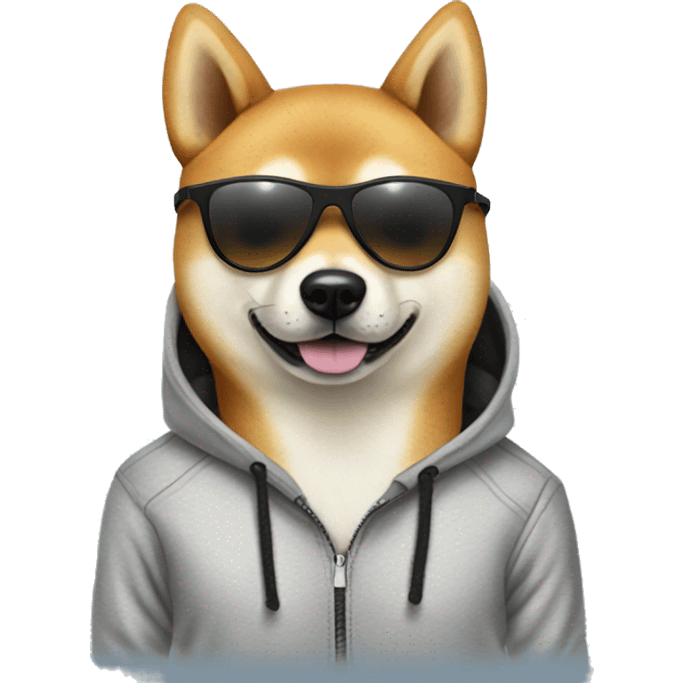 Shiba Inu with sunglasses in a sweatsuit  emoji