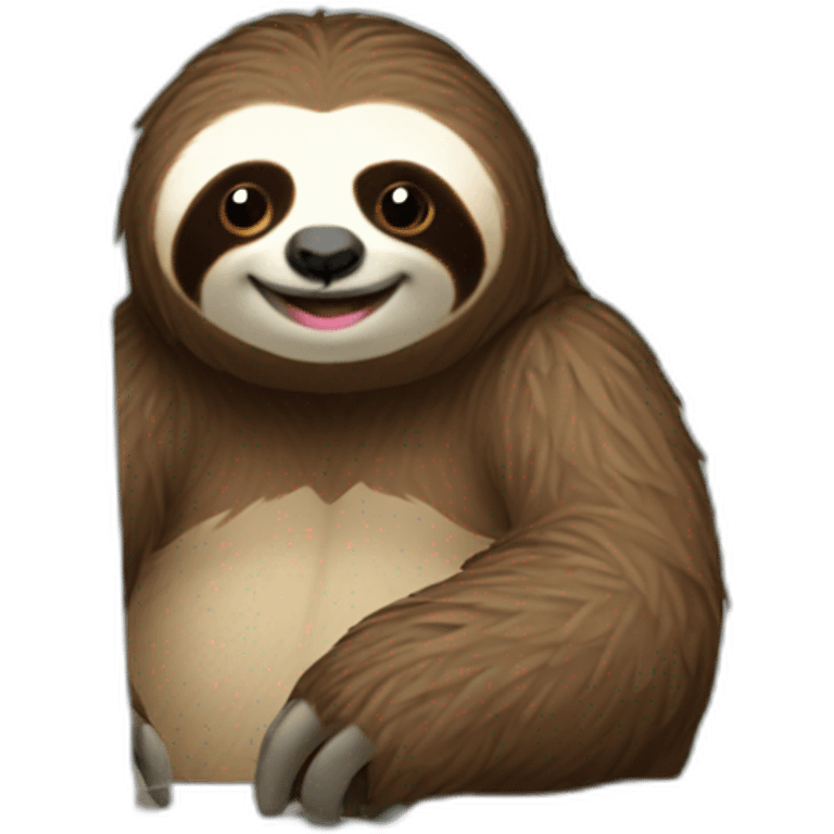 The sloth works at the computer emoji