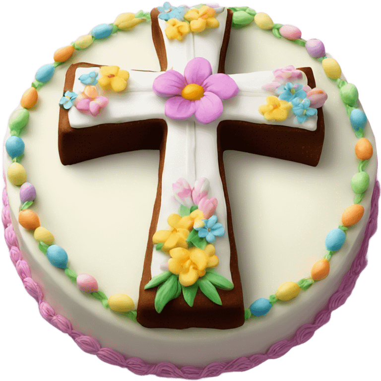 beautifully decorated Easter cross cake emoji