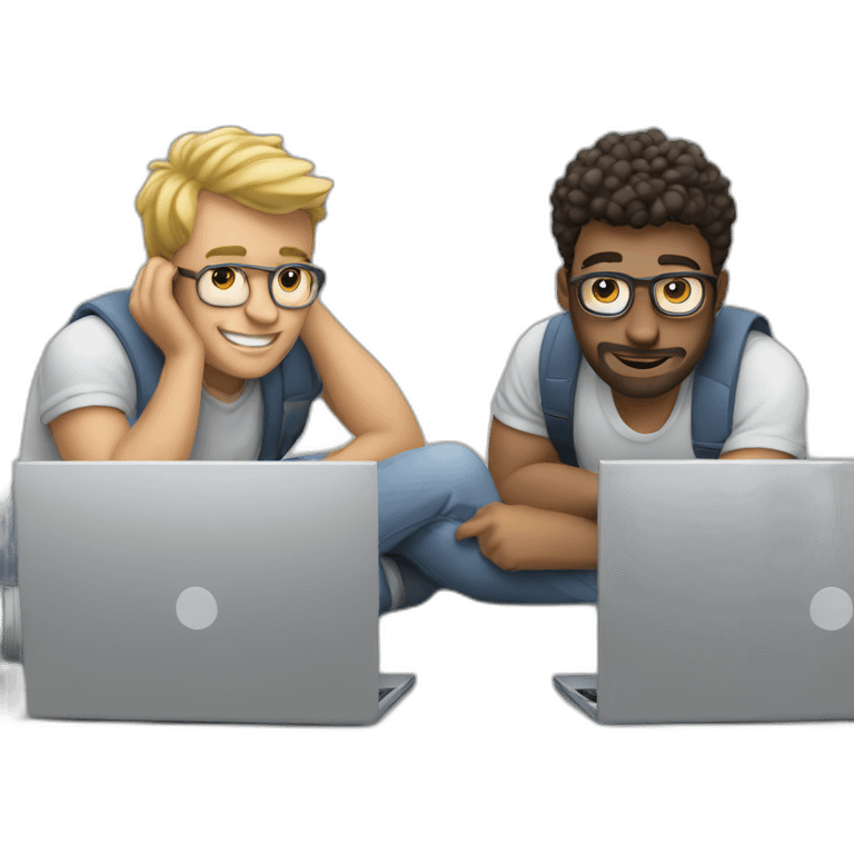 3 guys with laptops emoji