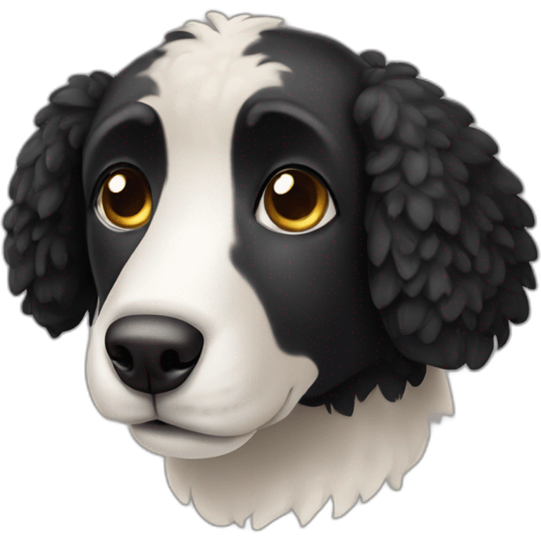 black sheep dog with kind eyes, long snout emoji