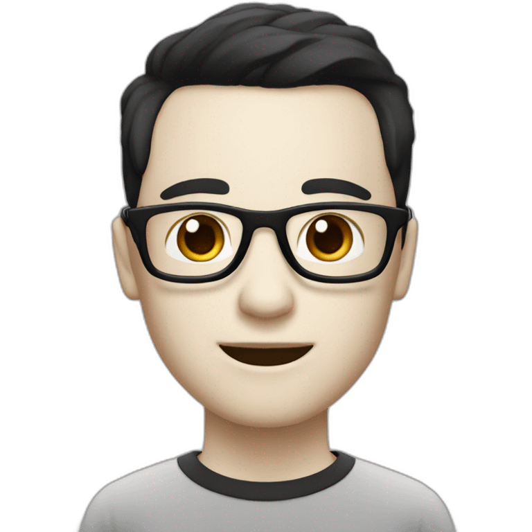 Nerd with glasses and computer, black hair, white skin, sharp jawline emoji