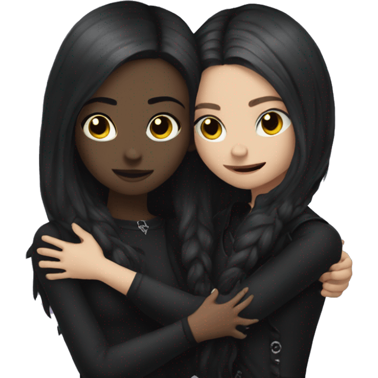 Goth girl hugging each other  emoji