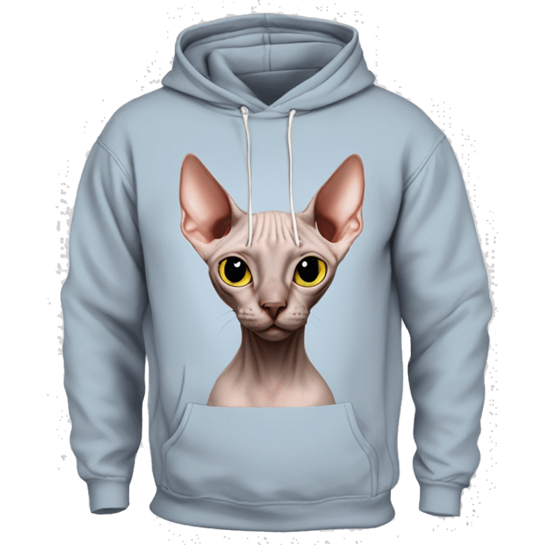 Hairless Canadian sphinx cat weared hoodie emoji