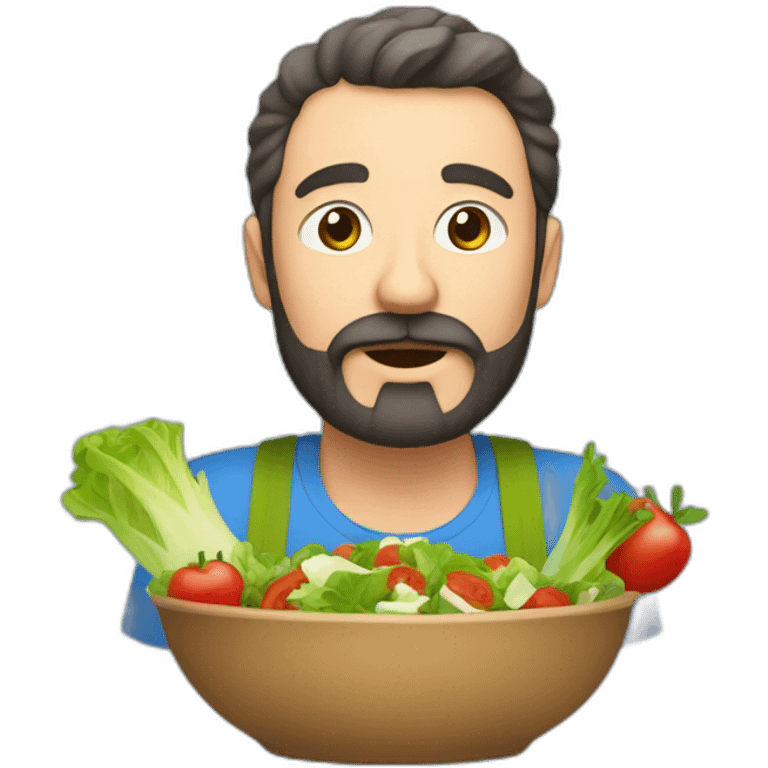 un homme barbue qui mange de la salade emoji