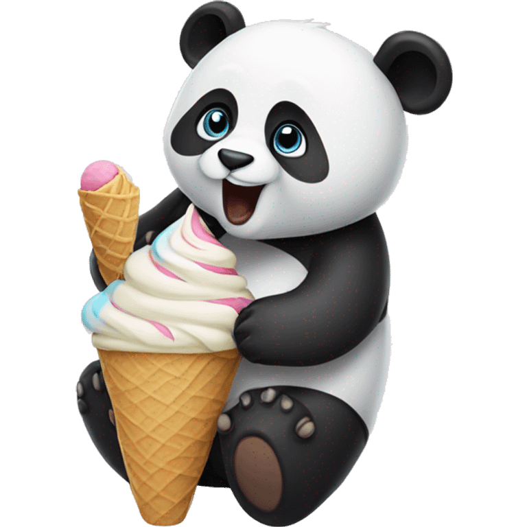 Panda eating ice cream emoji