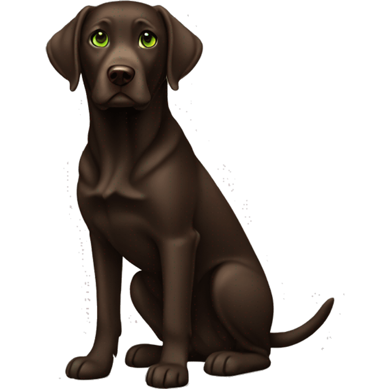 Dark brown Labrador with green eyes standing emoji