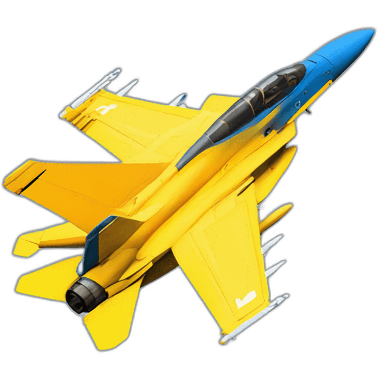 F-18 fighter jet blue and yellow emoji