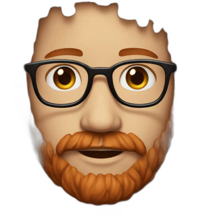 man around 25 with redhead short mid-curly hair. with beard and glasses. wear a scarlet checked shirt emoji