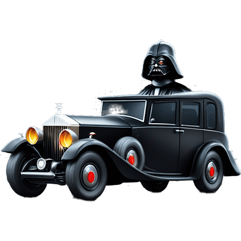    Hot wheels Darth Vader 1934 Rolls Royce scary Halloween monster car driving on dark rainy road.  emoji