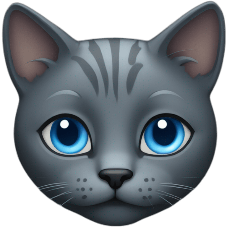 Dark Gray cat with blue eyes emoji