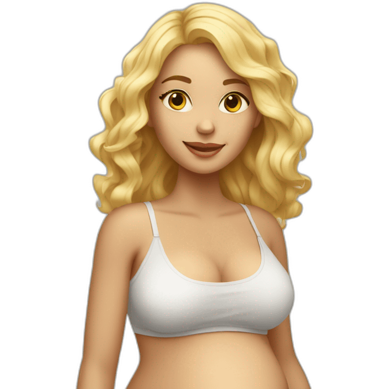 adorable pregnant blond full body women with beach-wave-hair emoji