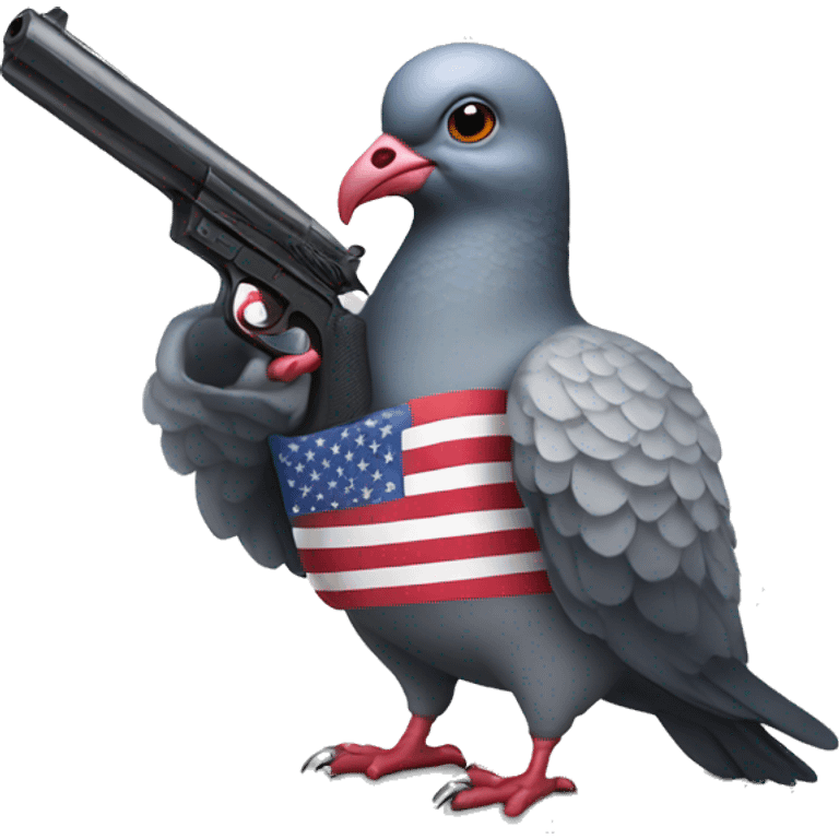 Pigeon holding a gun with an American flag  emoji