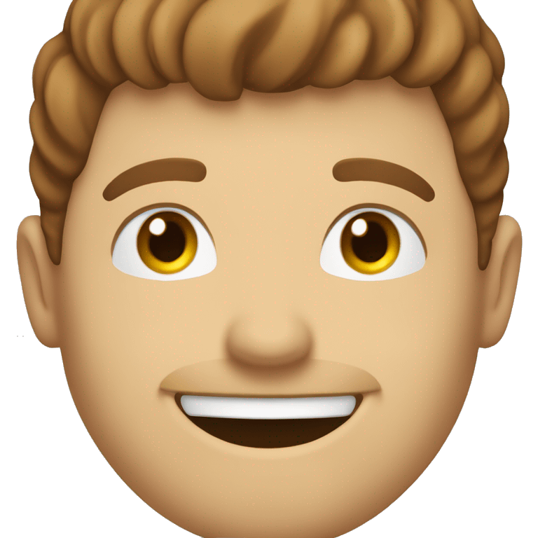 Make me an emoji of a white guy with brown hair smiling who is winking in one ey emoji