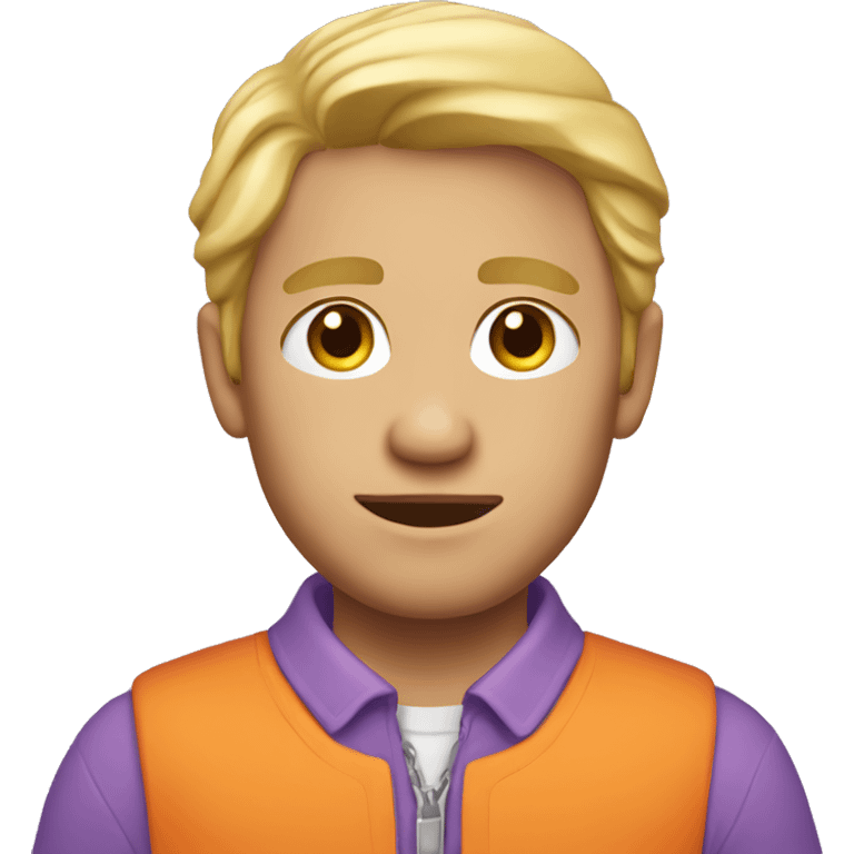 blond man wearing lilac and orange clothes emoji