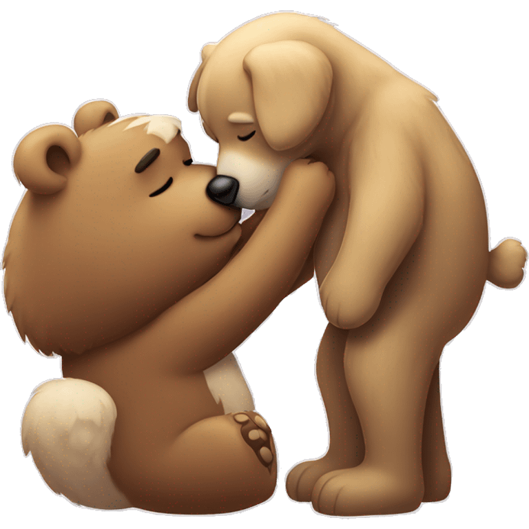 Giant bear kissing puppy emoji