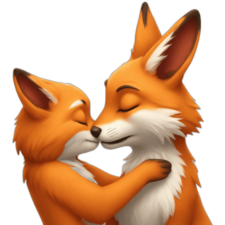 Fox kissing rabbit emoji