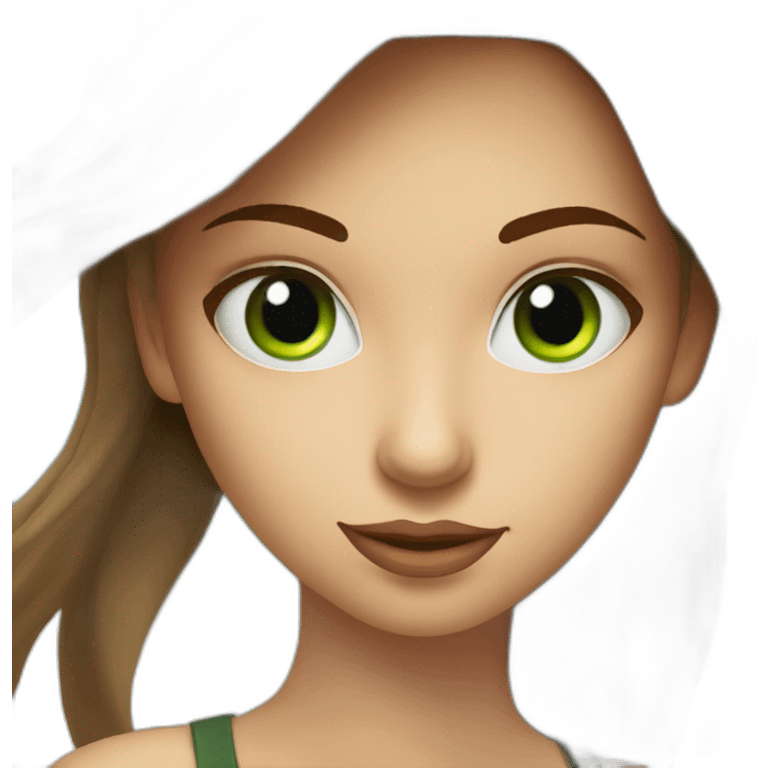 Golf swing beautiful girl head brown with a green eyes in the beach  emoji