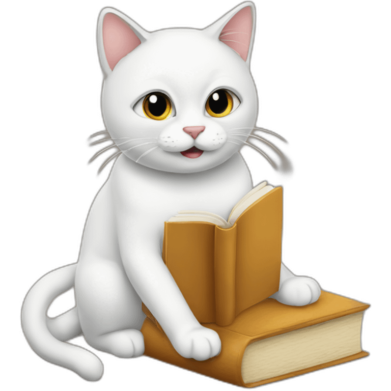 a cat and book emoji