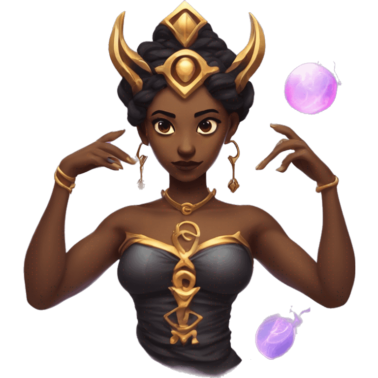 "Technomancy is the use of magic or mystical powers to control and manipulate technology” + "It's kind of like cyberpunk magic or how in some games, characters hack into systems using magic." 🖥️⚡🧙‍♂️ Make a ancient vampire technomancy goddess emoji