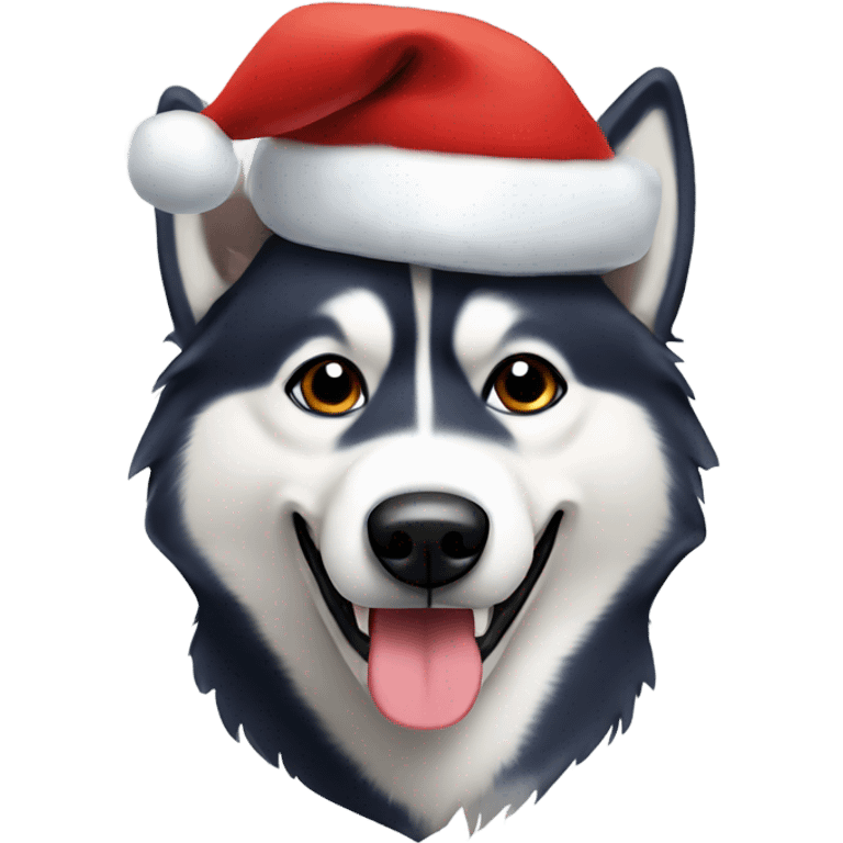 Husky with Santa hat emoji