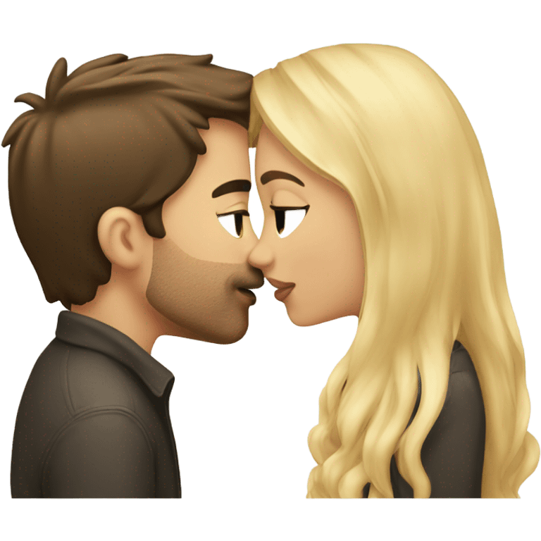 brunette girl kissing blonde man emoji