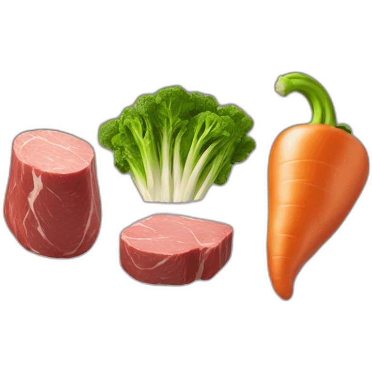 3d sketch meat and two veg emoji