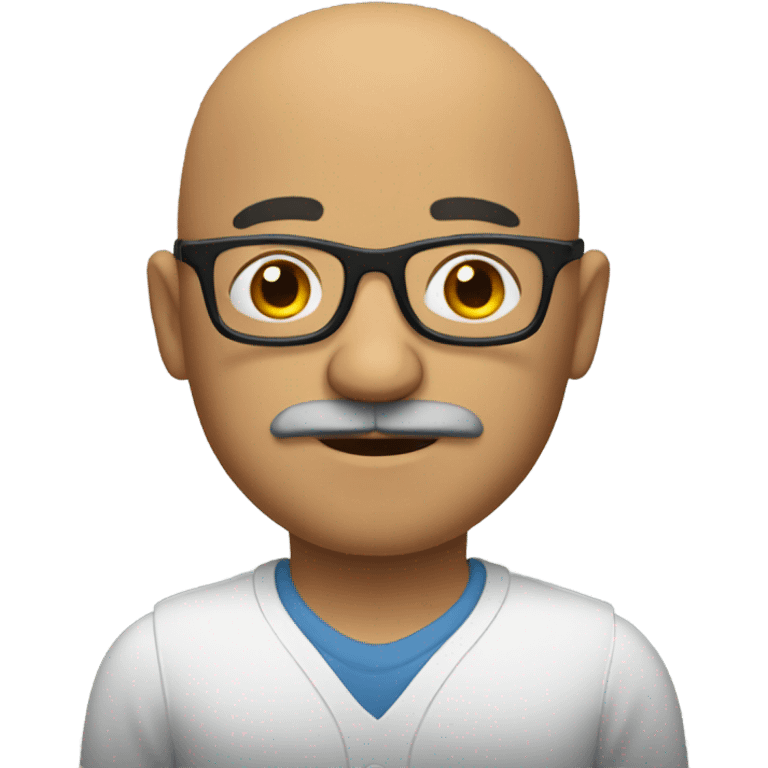 bald latin man with glasses and mustache gra emoji