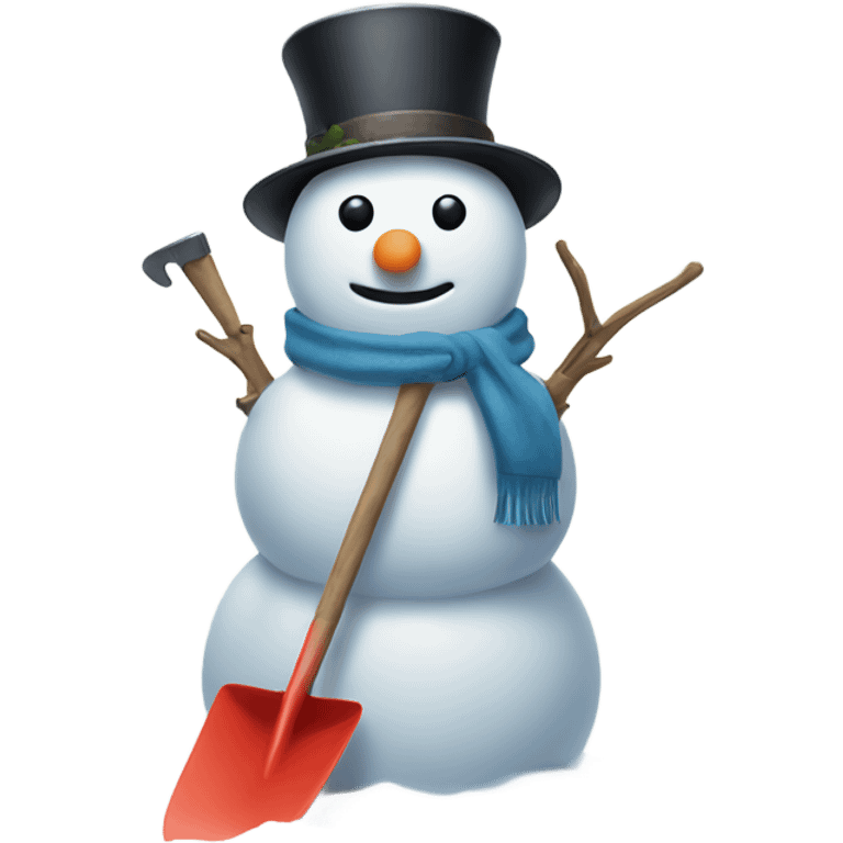 Snowman holding shovel  emoji