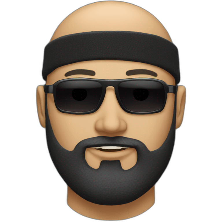 bald guy with a great black beard and matrix sunglasses emoji